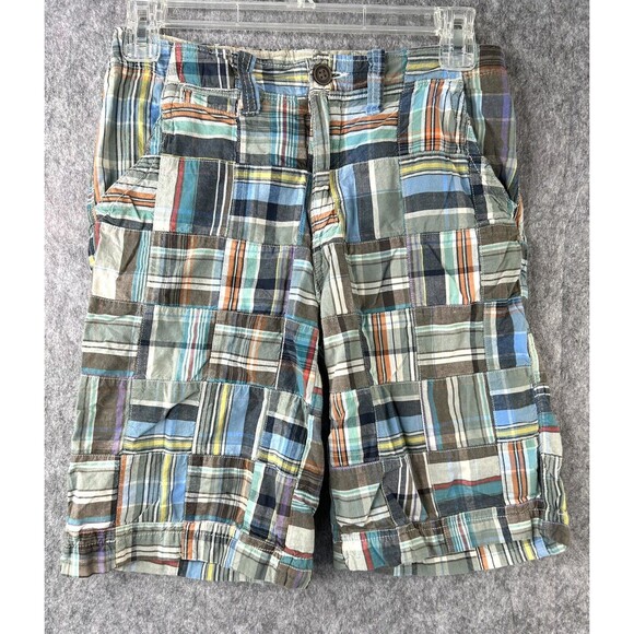 Childrens Place Plaid Patchwork Shorts Boy's Size 12 Button Waist - Picture 1 of 8